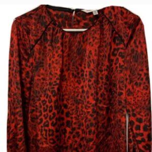 Rebecca Malone Red& Black Animal Print Pullover Blouse Size S